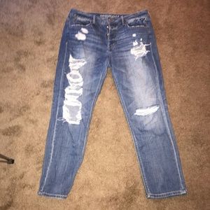 American Eagle high rise ripped jeans